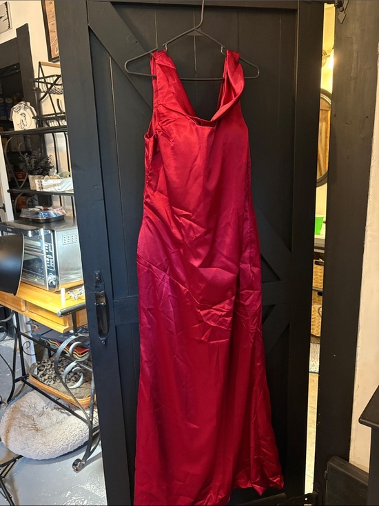 Dresses & Skirts - Elegant Red Satin Maxi Dress with Cowl Neck